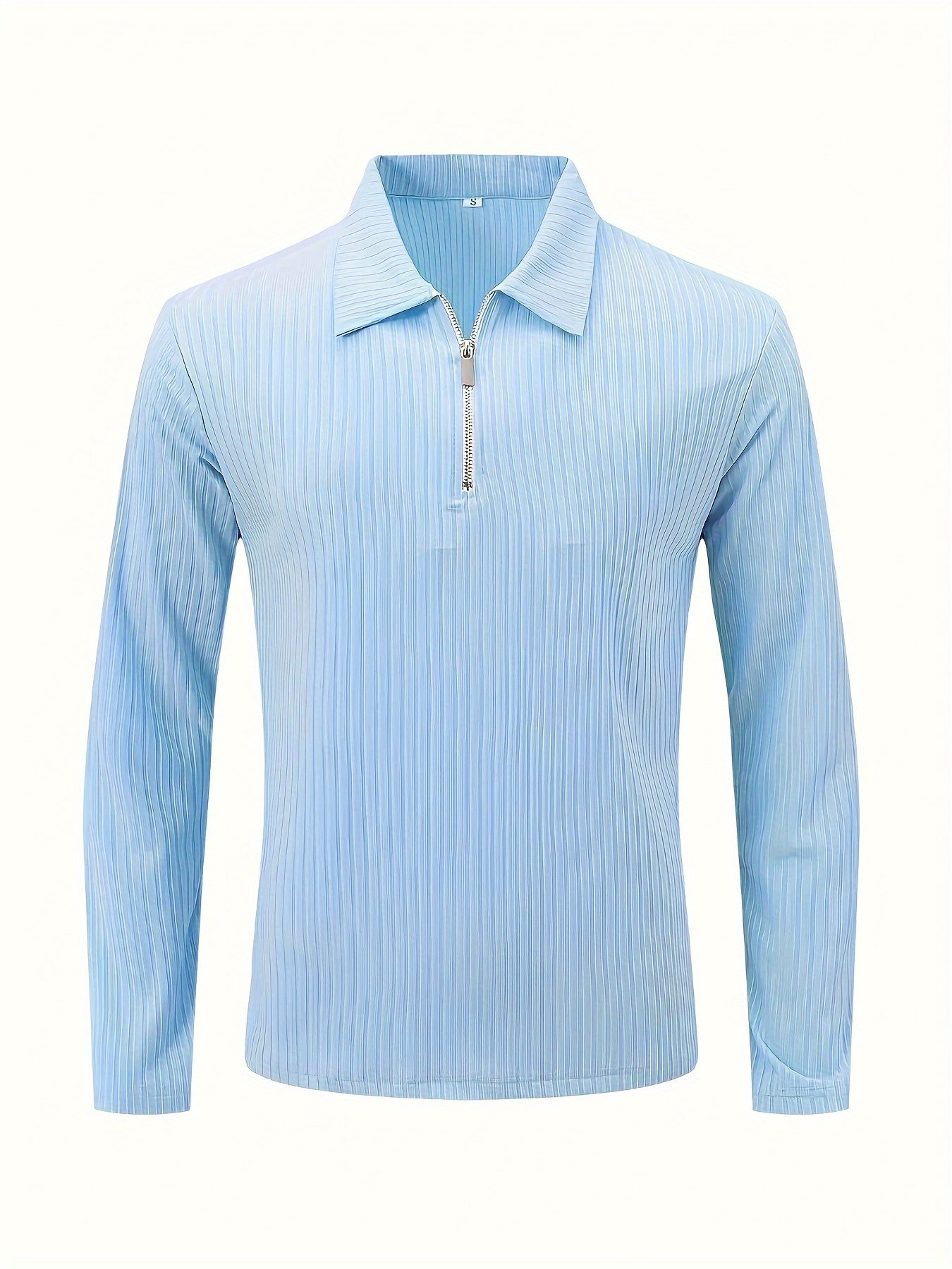 casual comfy mens long sleeve zipper lapel golf shirt male spring fall clothing details 13