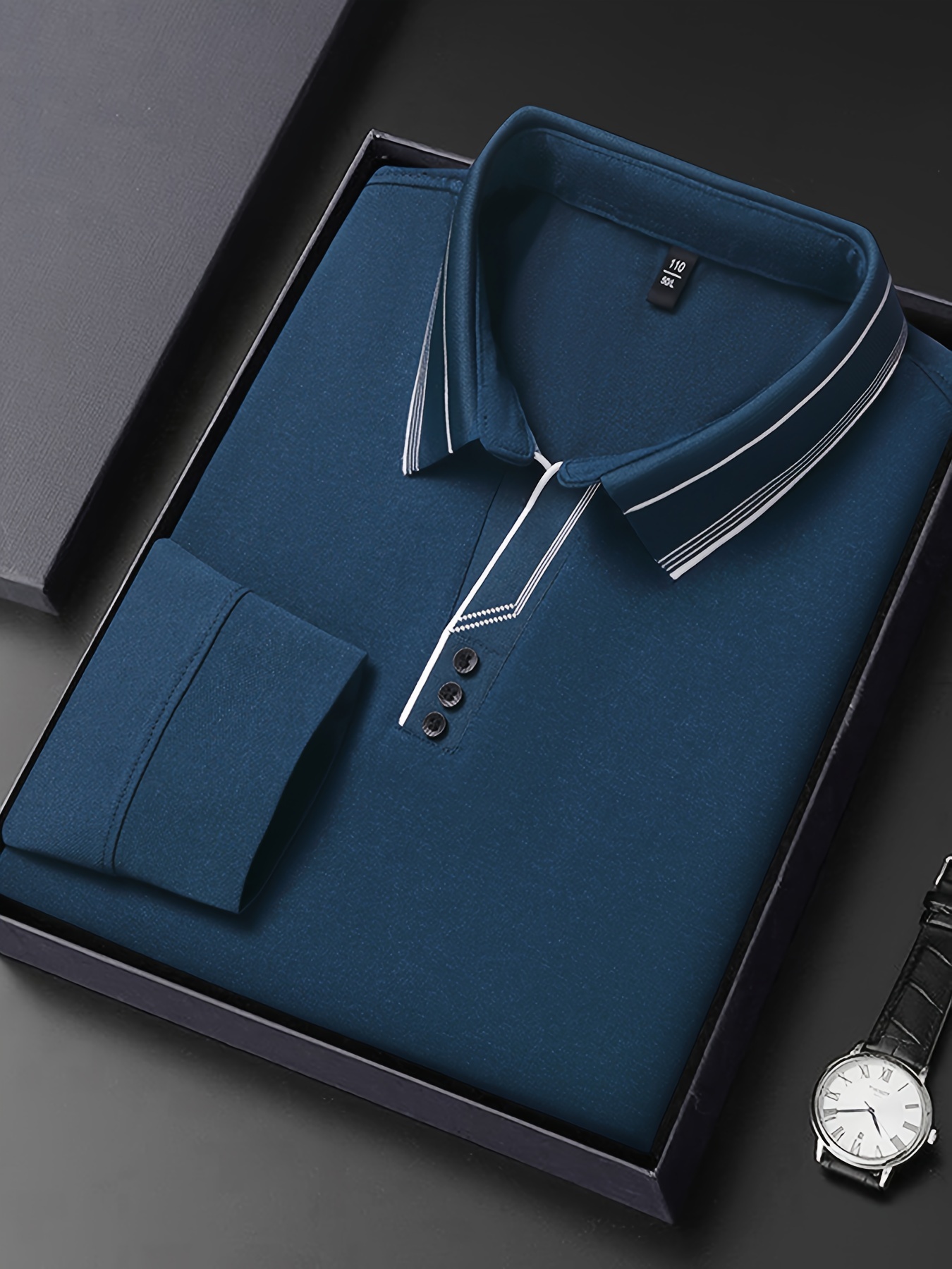 lapel shirt, mature style mens comfy breathable long sleeve lapel shirt spring fall gift for men details 2