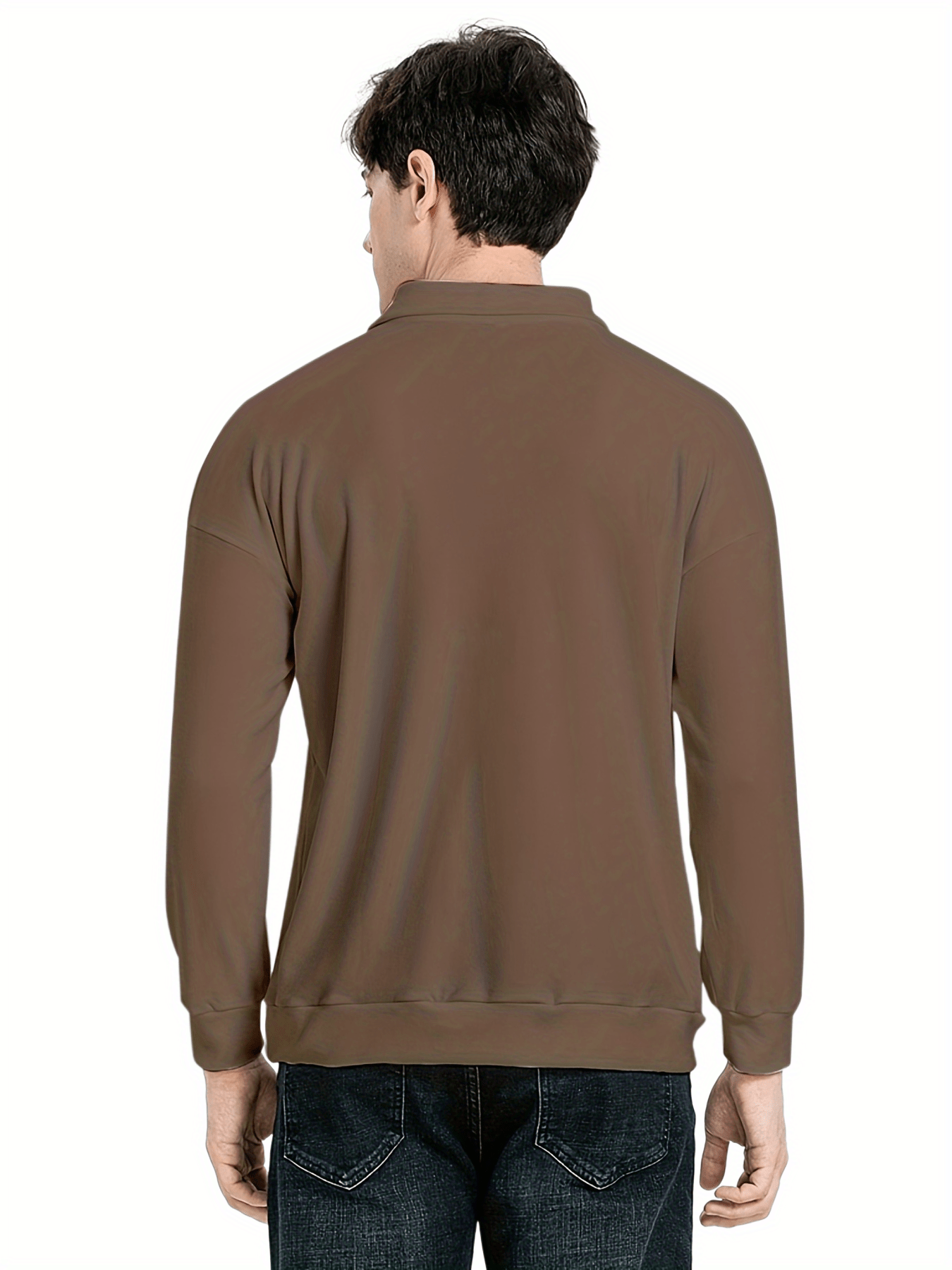 mens casual loose long sleeves button lapel slim shirts details 6