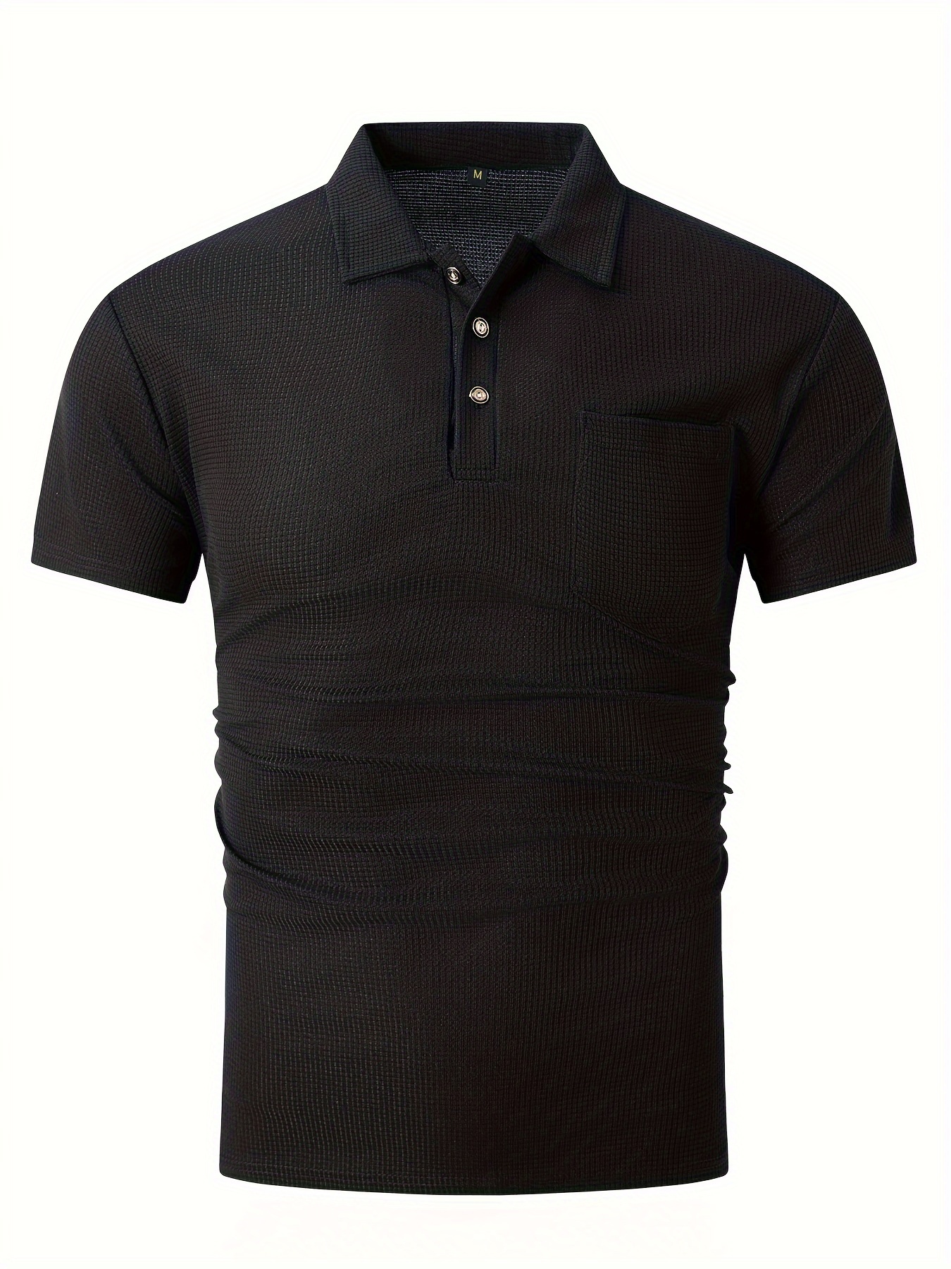 breathable regular fit waffle golf shirt mens casual v neck t shirt short sleeve for summer mens clothing details 13