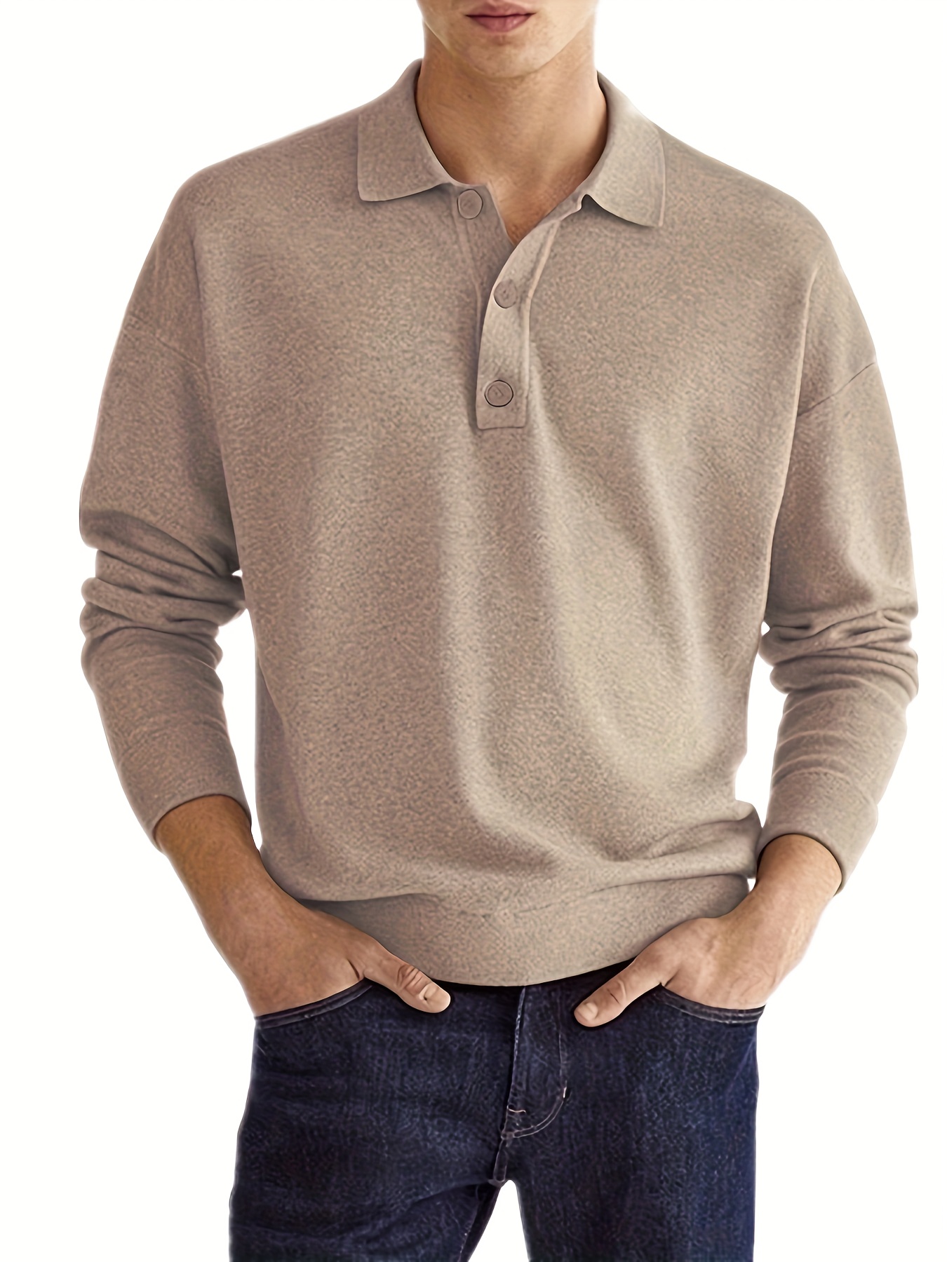 mens casual loose long sleeves button lapel slim shirts details 25