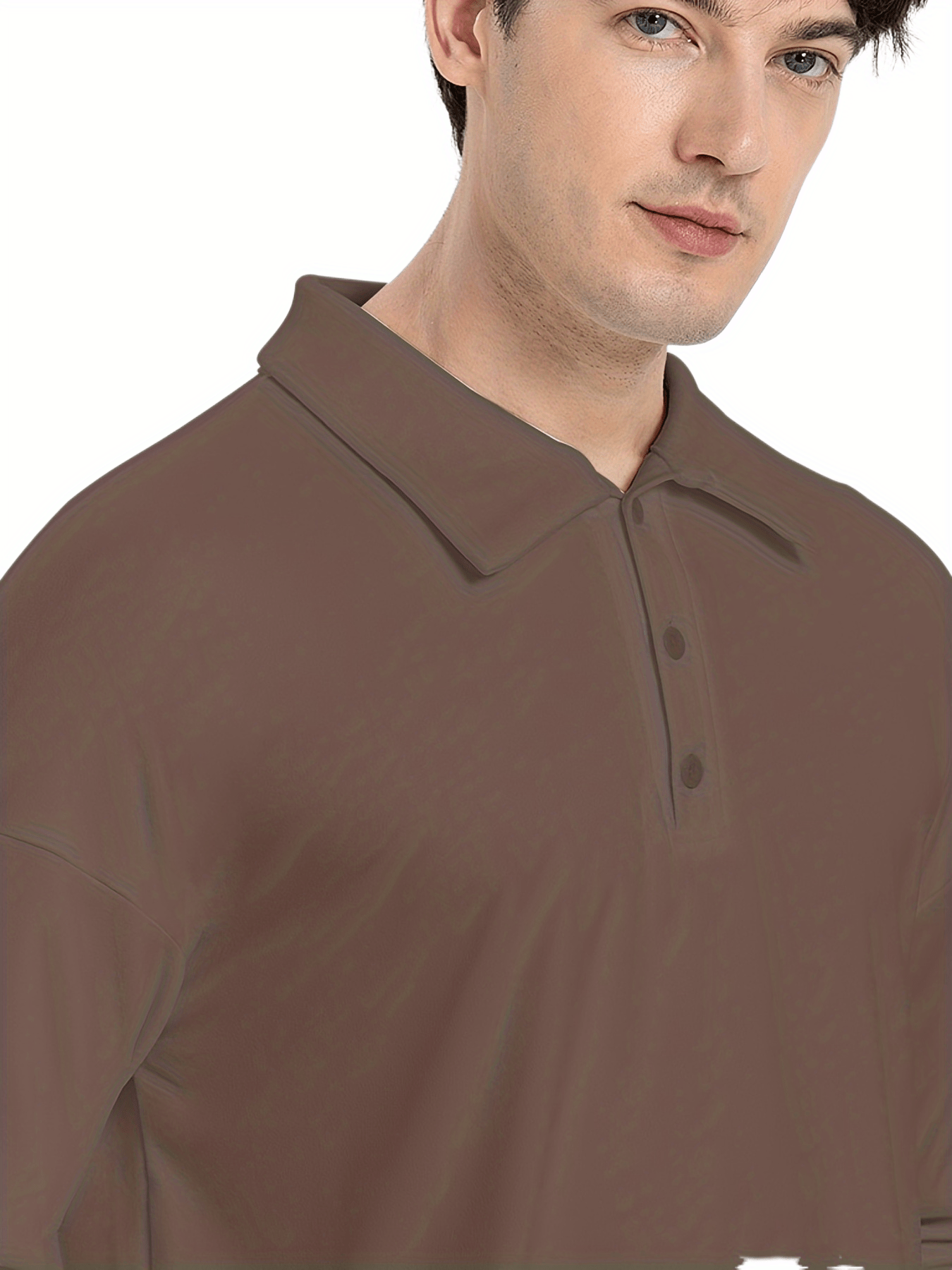 mens casual loose long sleeves button lapel slim shirts details 7