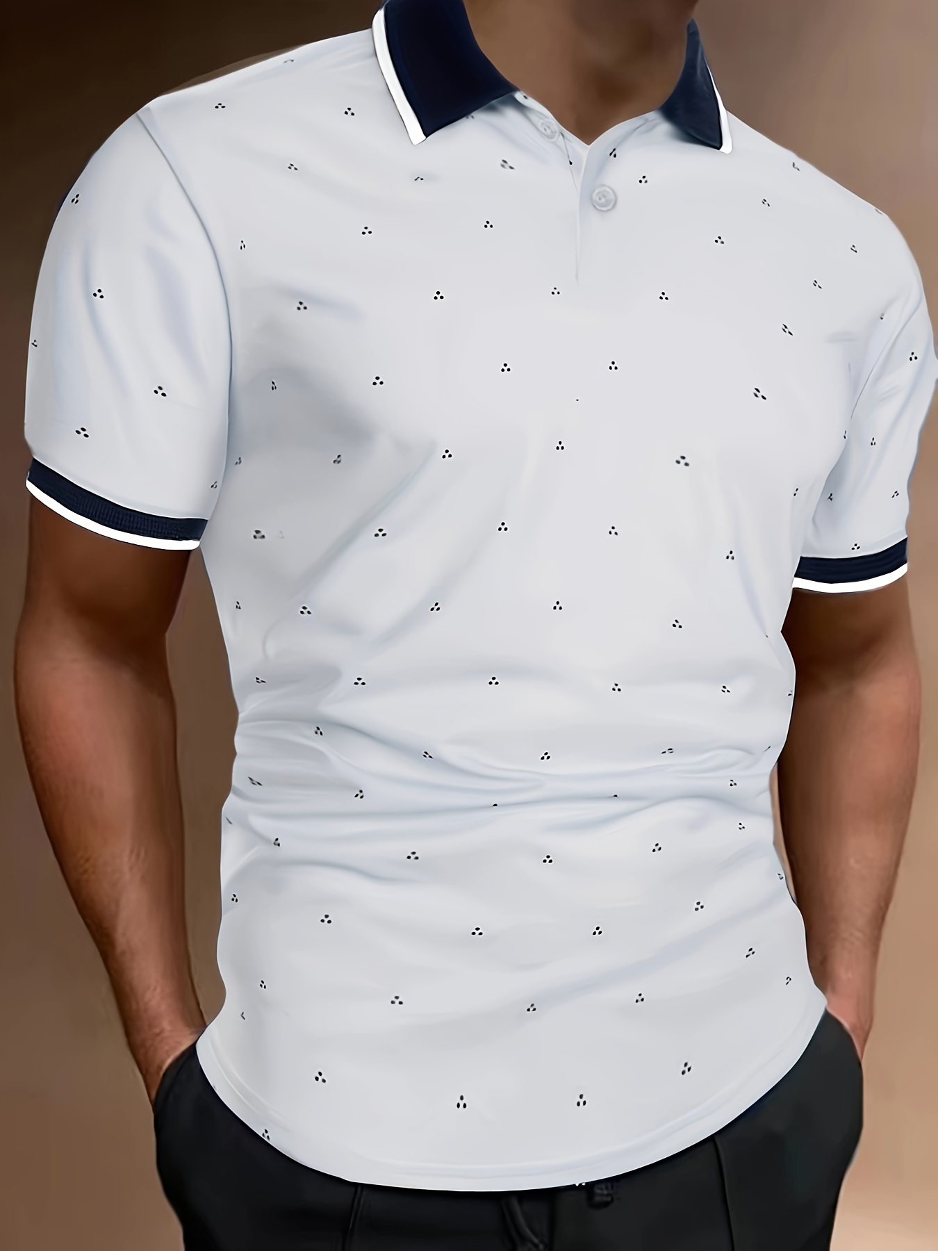 mens shirts casual navy blue slim fit lapel button up shirt details 42