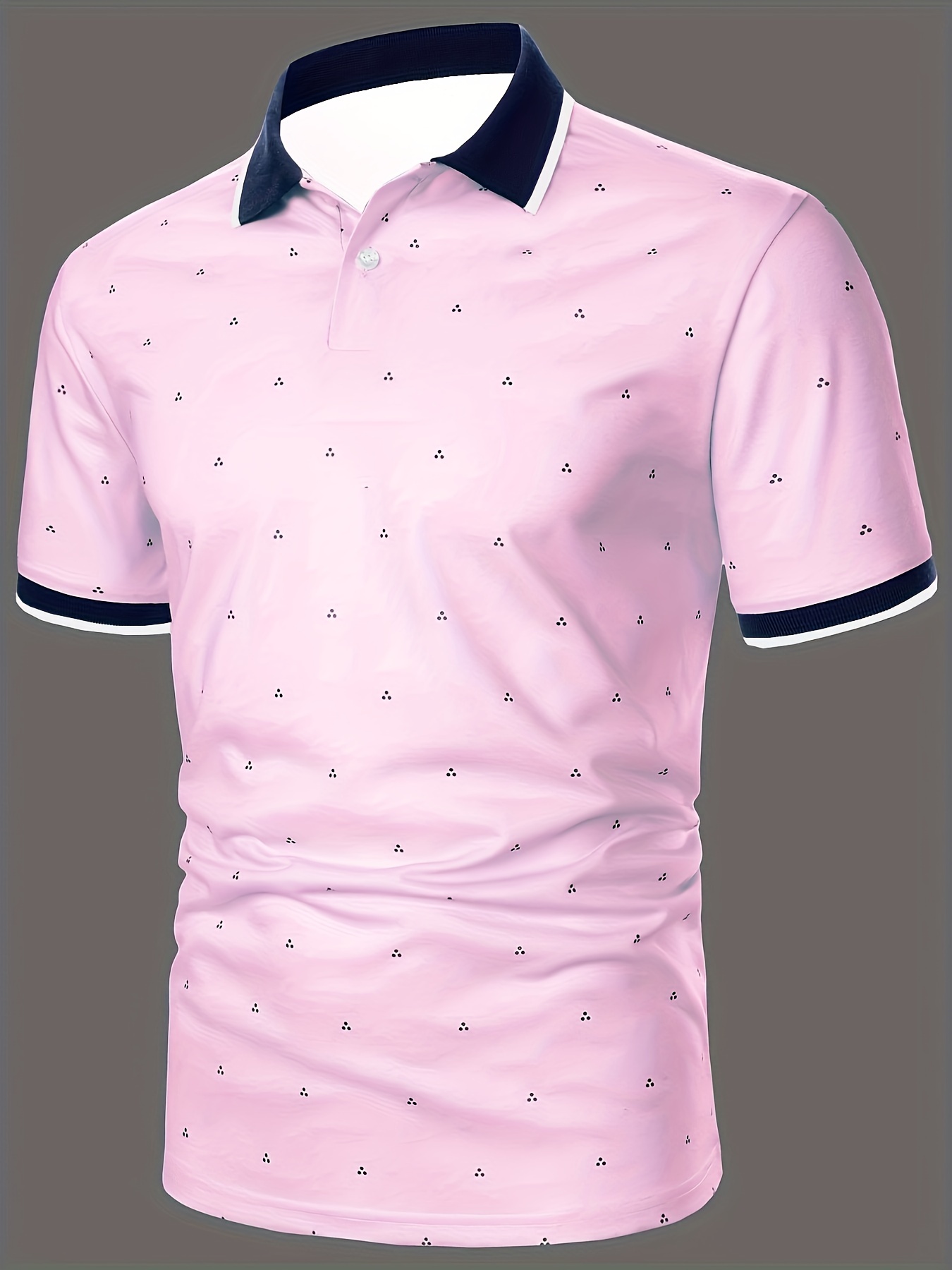 mens shirts casual navy blue slim fit lapel button up shirt details 3