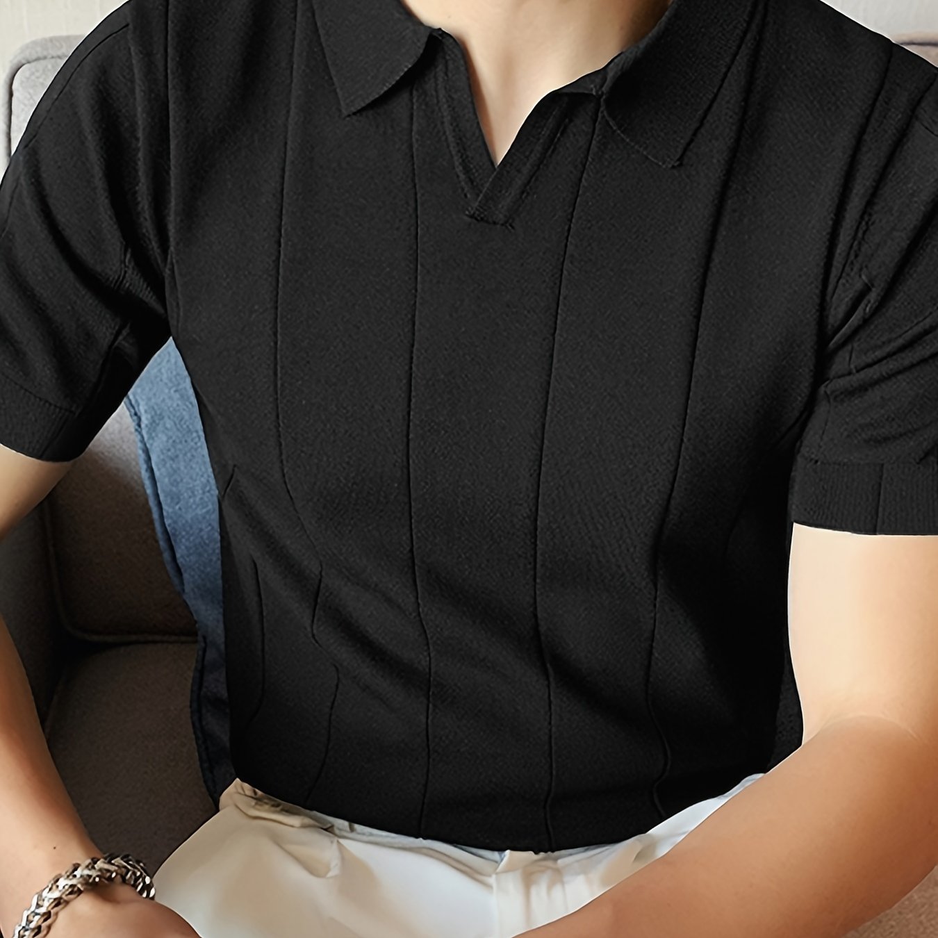 Men's Stylish Shirt Lapel Short Sleeve Fitness Summer Tee With Multicolor