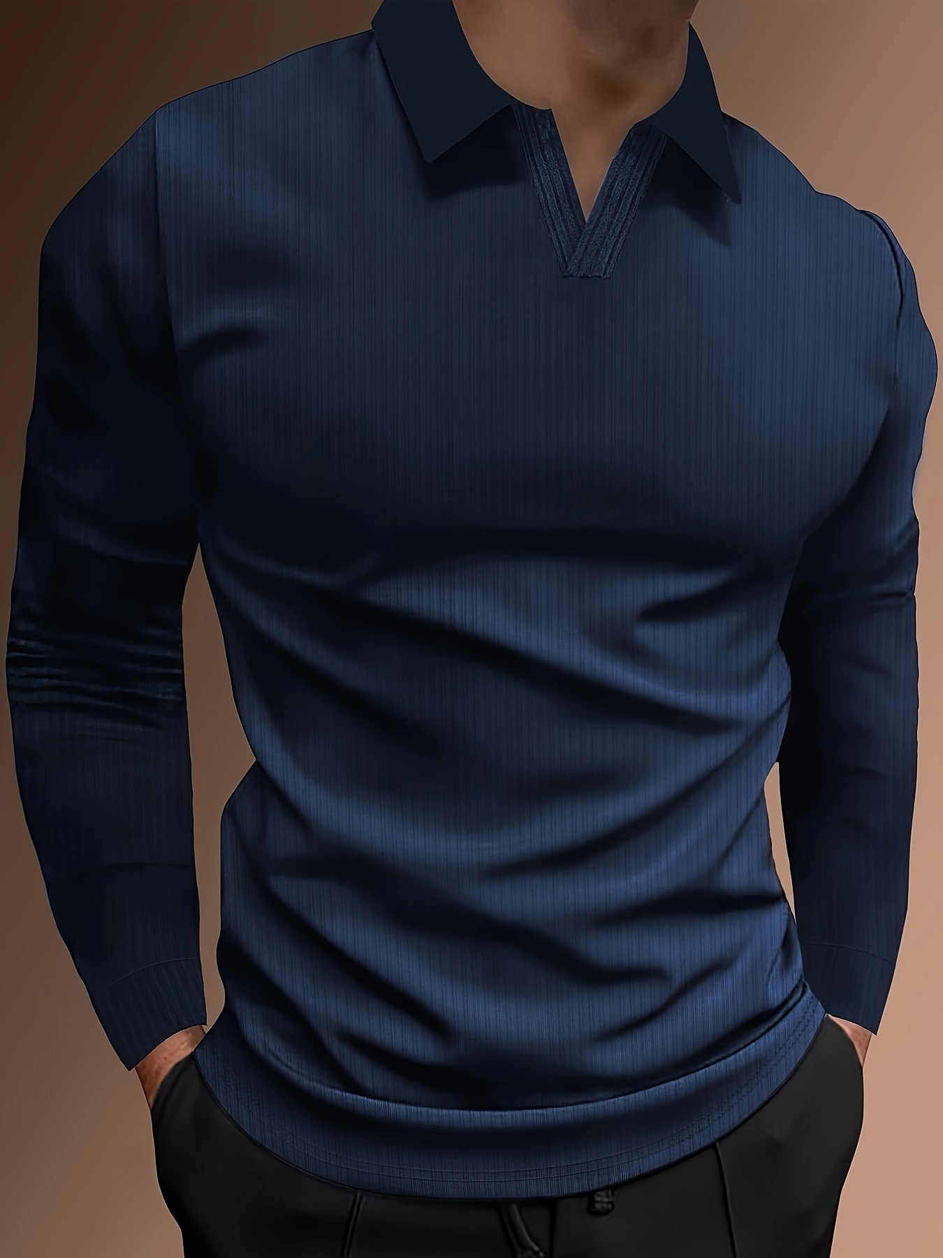 lapel shirt, ribbed mens all match sweetheart v neck long sleeve lapel shirt spring fall outdoor activity details 29