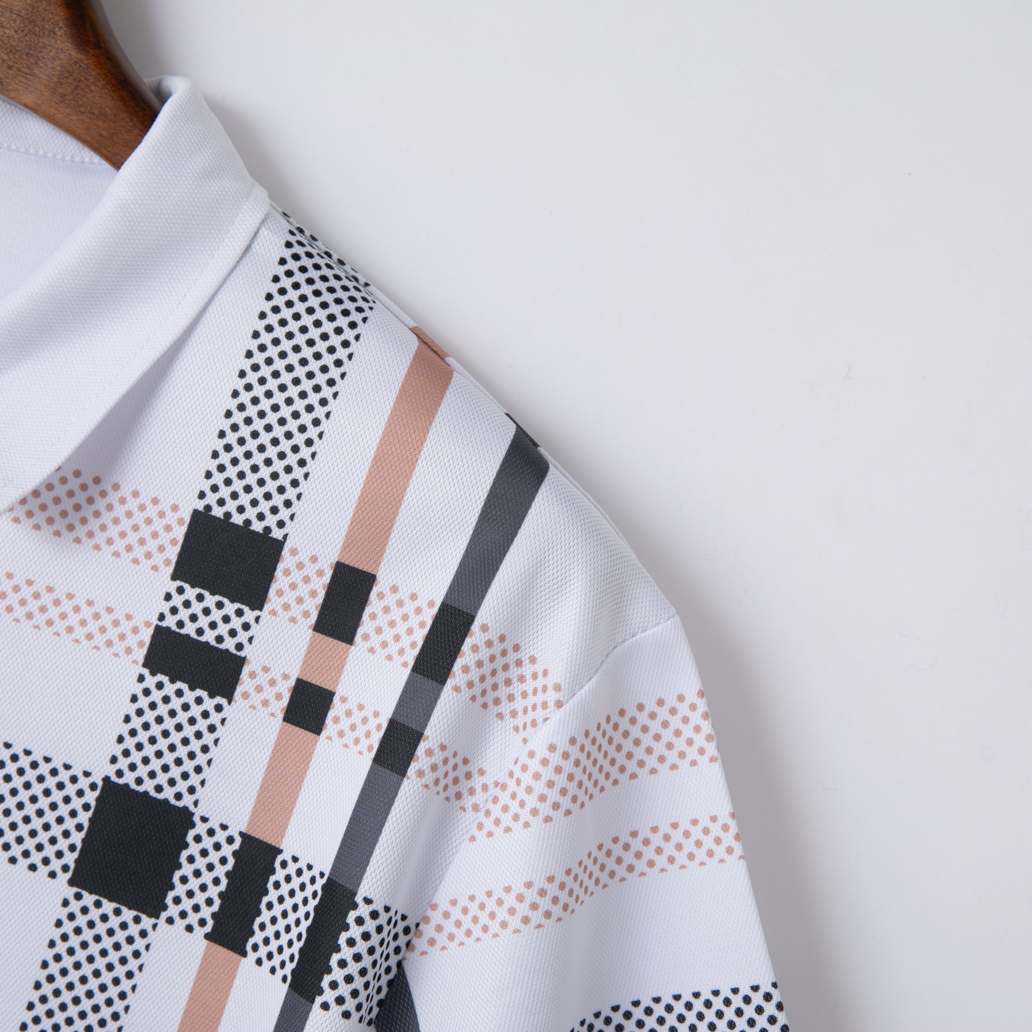 retro classic plaid print mens short sleeve lapel shirt for summer outdoor details 3