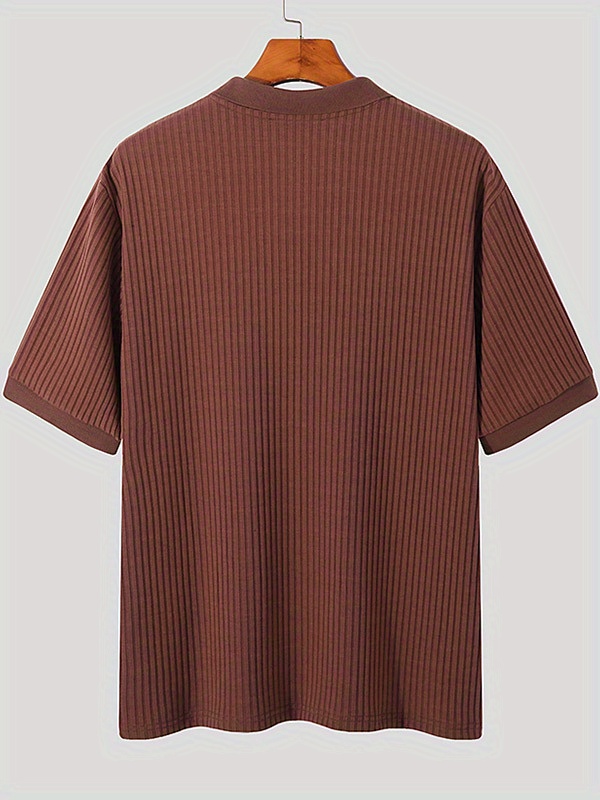 mens casual solid button up short sleeve lightweight shirt mens top for summer tops for men details 2