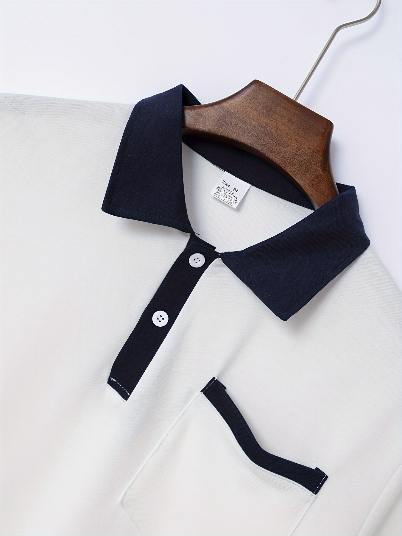 cotton blend breathable regular fit golf shirt mens casual v neck t shirt short sleeve for summer mens clothing details 5