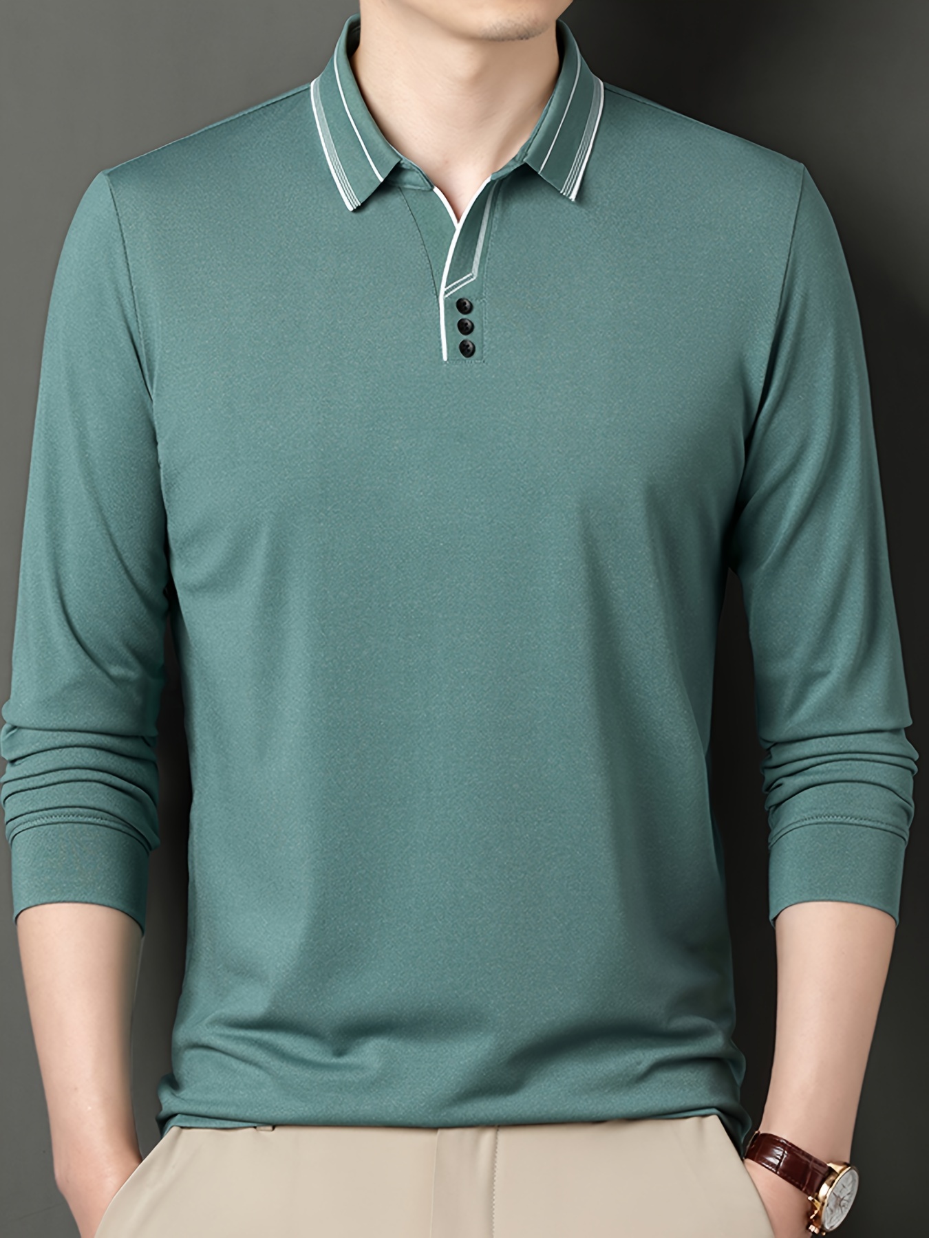 lapel shirt, mature style mens comfy breathable long sleeve lapel shirt spring fall gift for men details 10