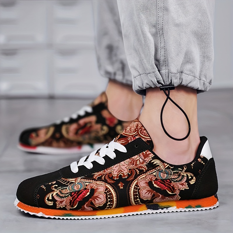 embroidered canvas shoes men s trendy traditional dragon details 2