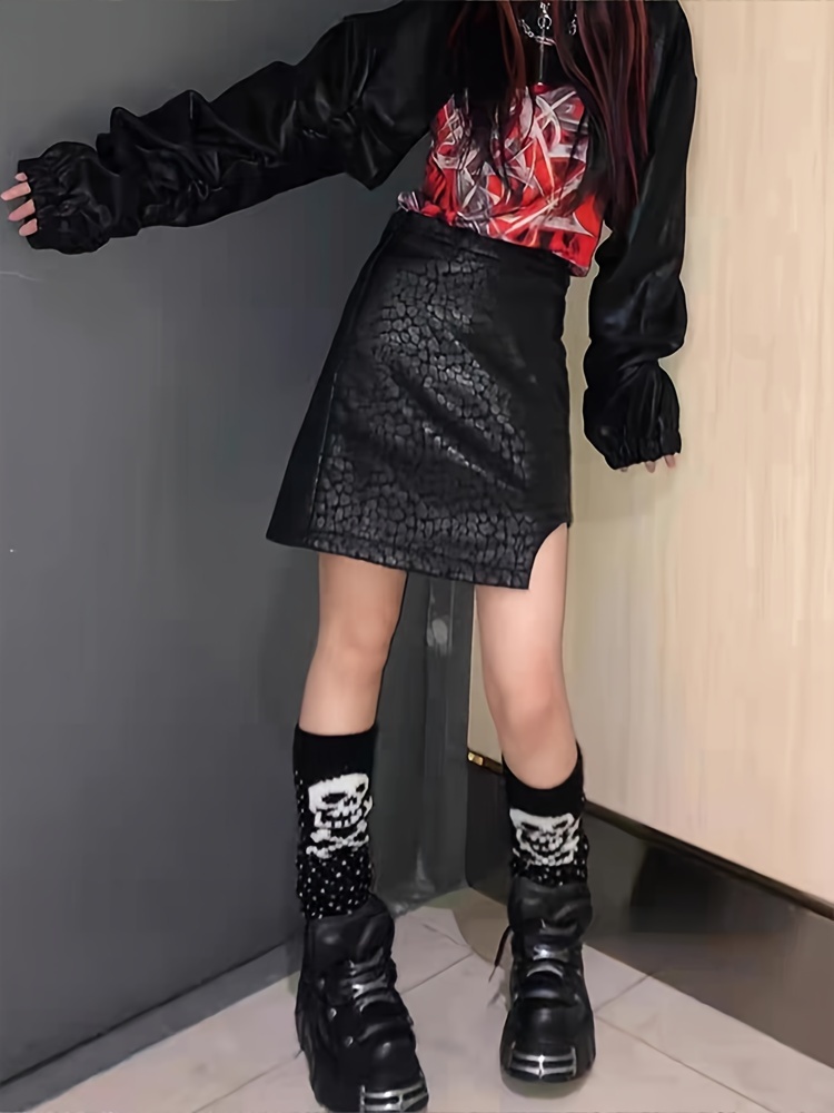 womens solid color trendy boots lace up soft sole platform punk boots versatile round toe cool boots details 3