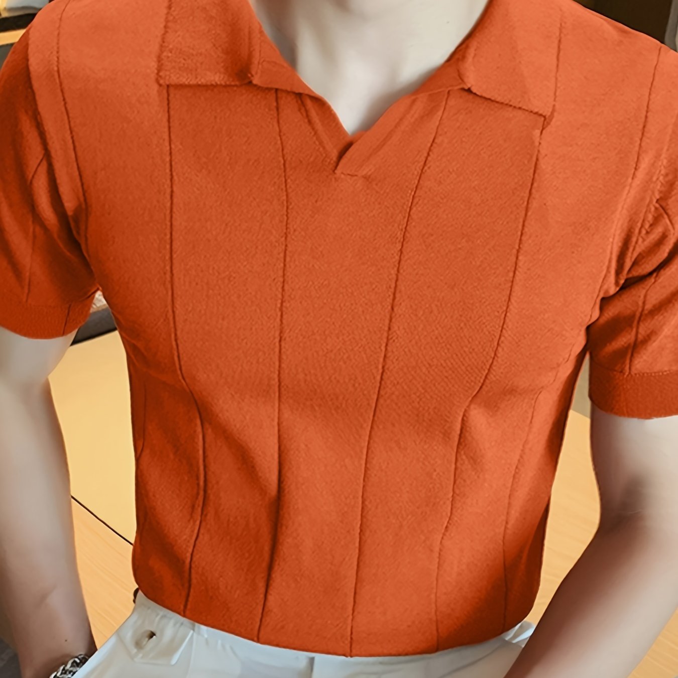 Men's Stylish Shirt Lapel Short Sleeve Fitness Summer Tee With Multicolor