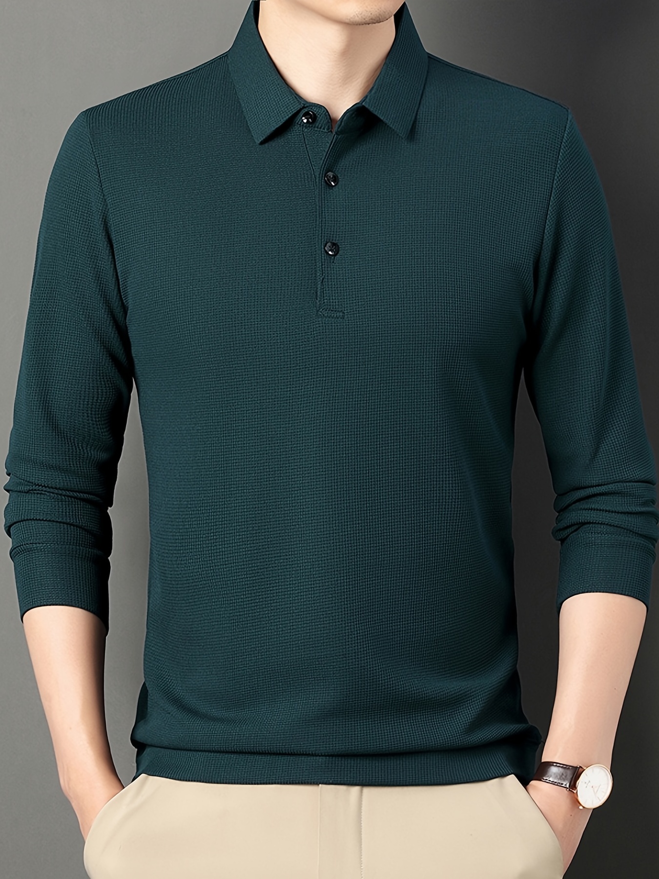 mens casual lapel shirt elegant lapel long sleeve tops details 10