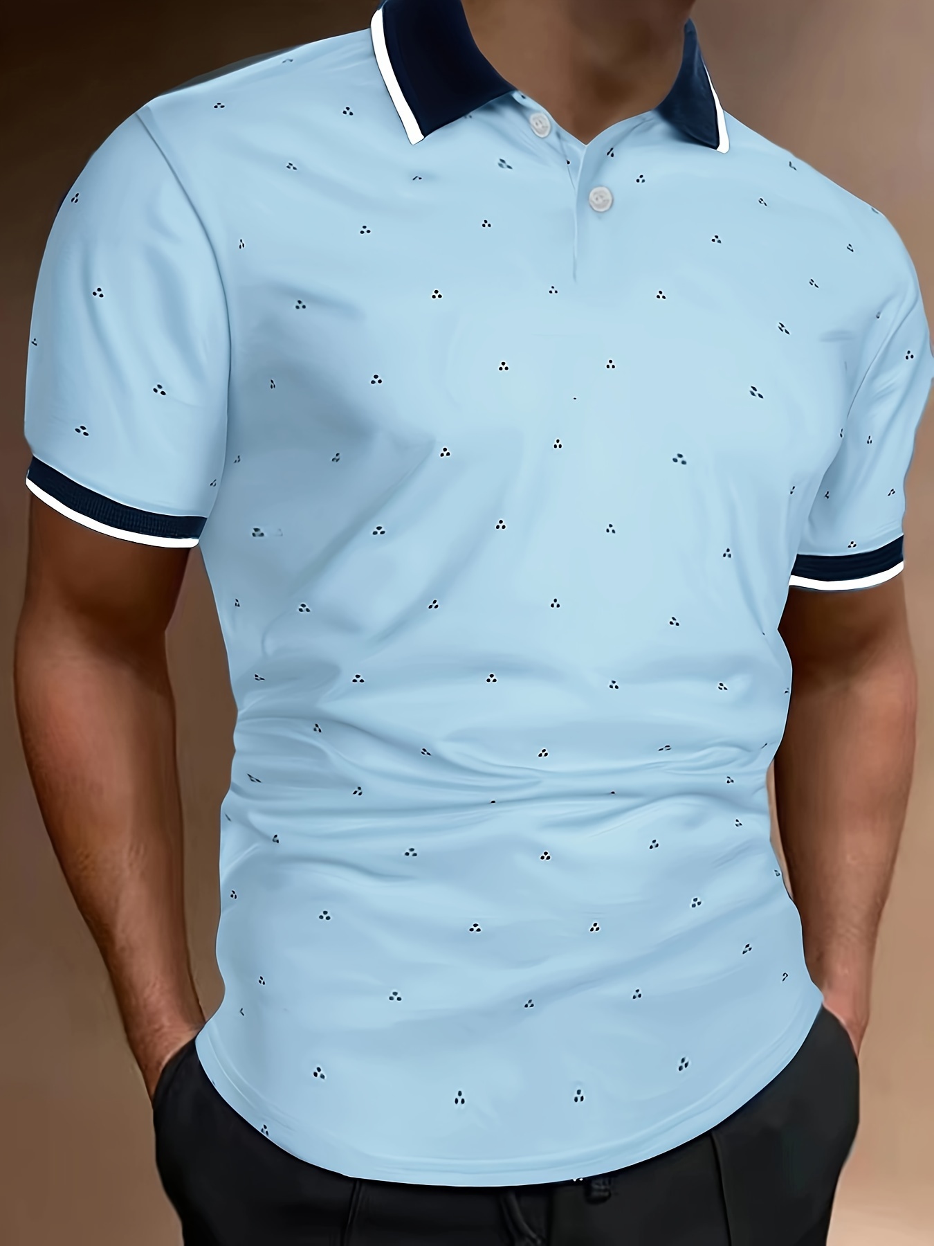 mens shirts casual navy blue slim fit lapel button up shirt details 36