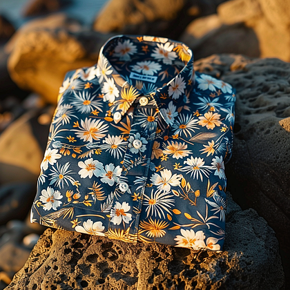 100% Cotton Hawaiian Shirt For Men Button-down luxury Shirt