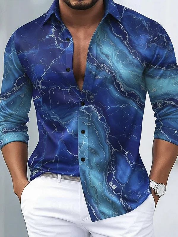 Men's Satin Luxe Long Sleeve Button Down Shirt