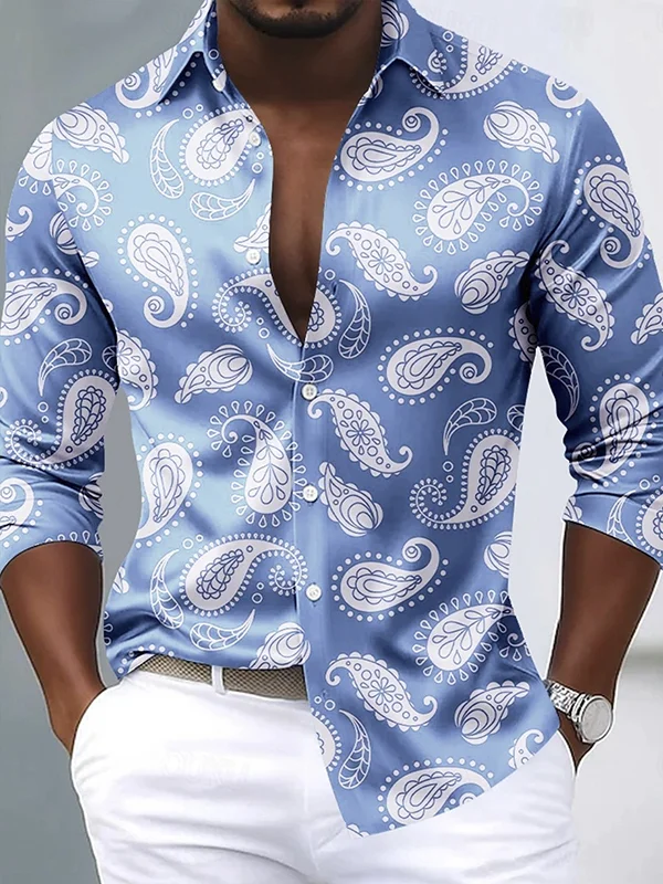 Men's Satin Luxe Long Sleeve Button Down Shirt