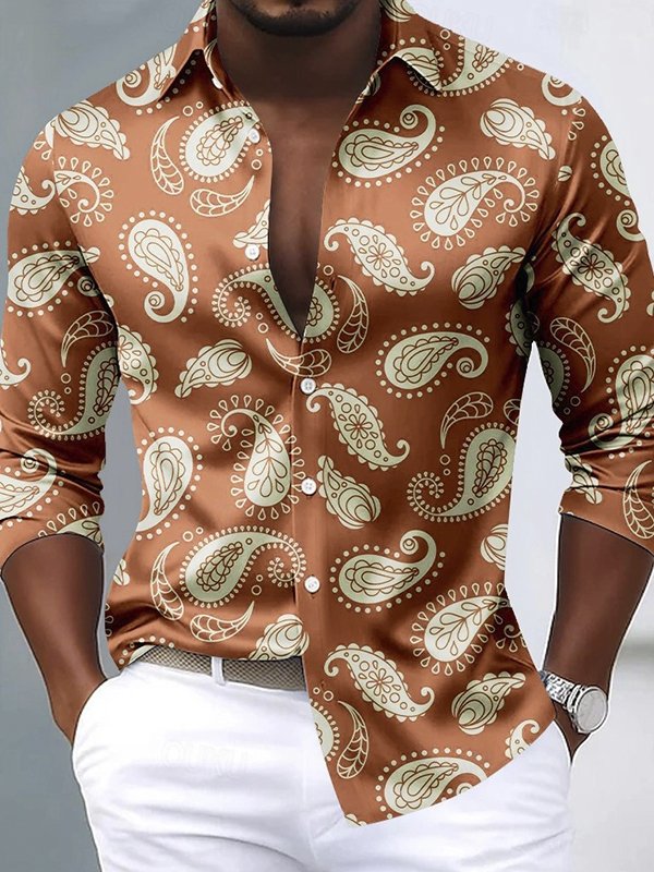 Men's Satin Luxe Long Sleeve Button Down Shirt