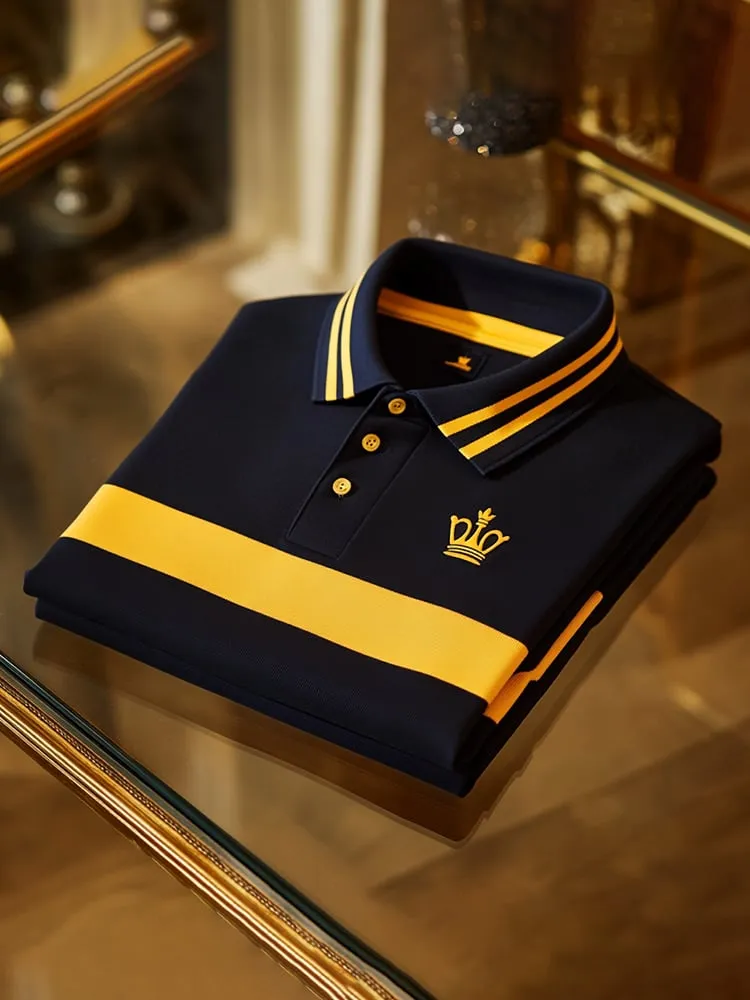 Men's Business Casual Button Long Sleeve Polo Shirt