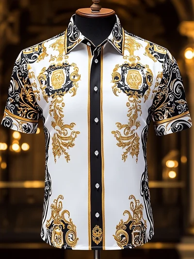 Men's Satin Luxe  Button-Down Soft High Elasticity Short Sleeve Breathable Shirt