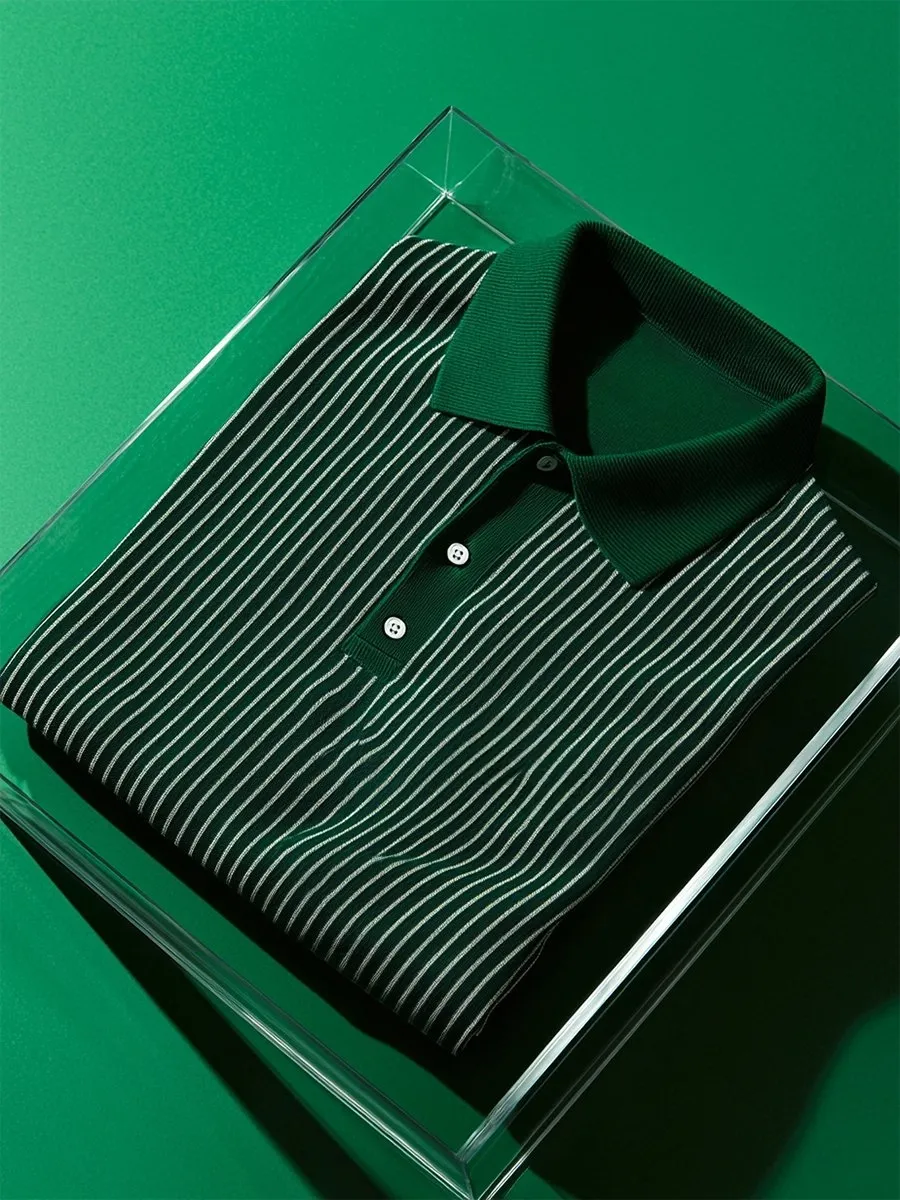 Men's Business Casual Button Long Sleeve Polo Shirt