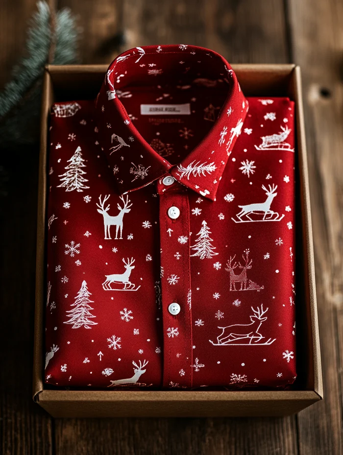 Men's Luxury Christmas Party Long Sleeve Button-Down Shirt