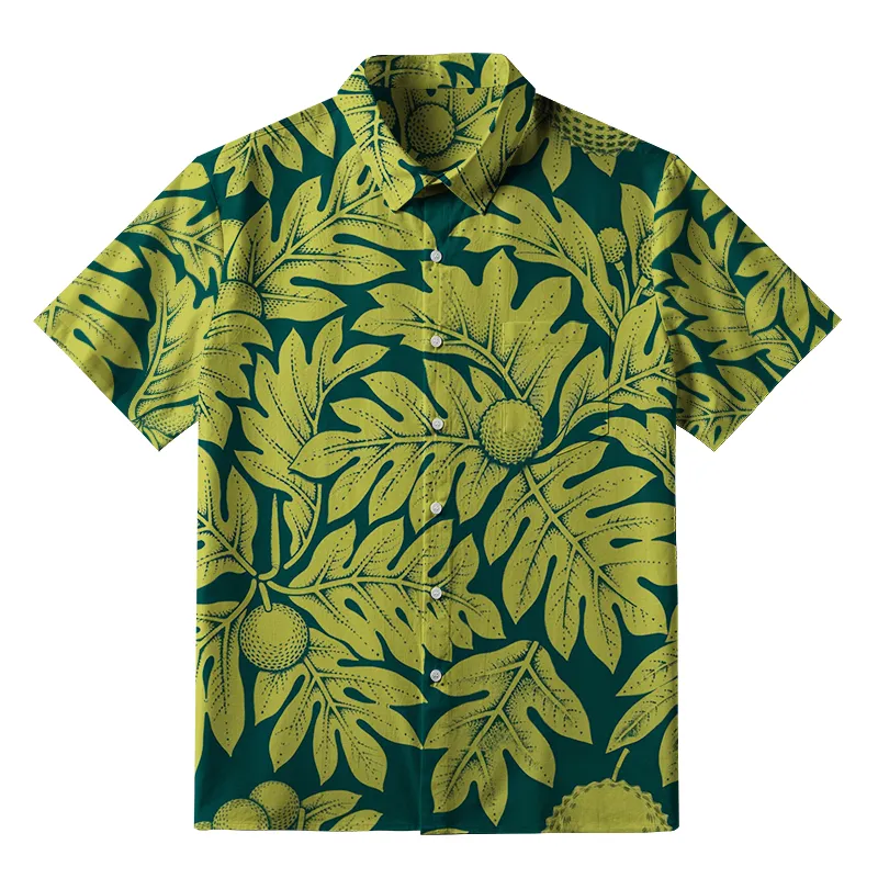 Soft High Elasticity Casual Tropical  Exotic Botanical Button-up Shirt Aloha Hawaiian Shirt