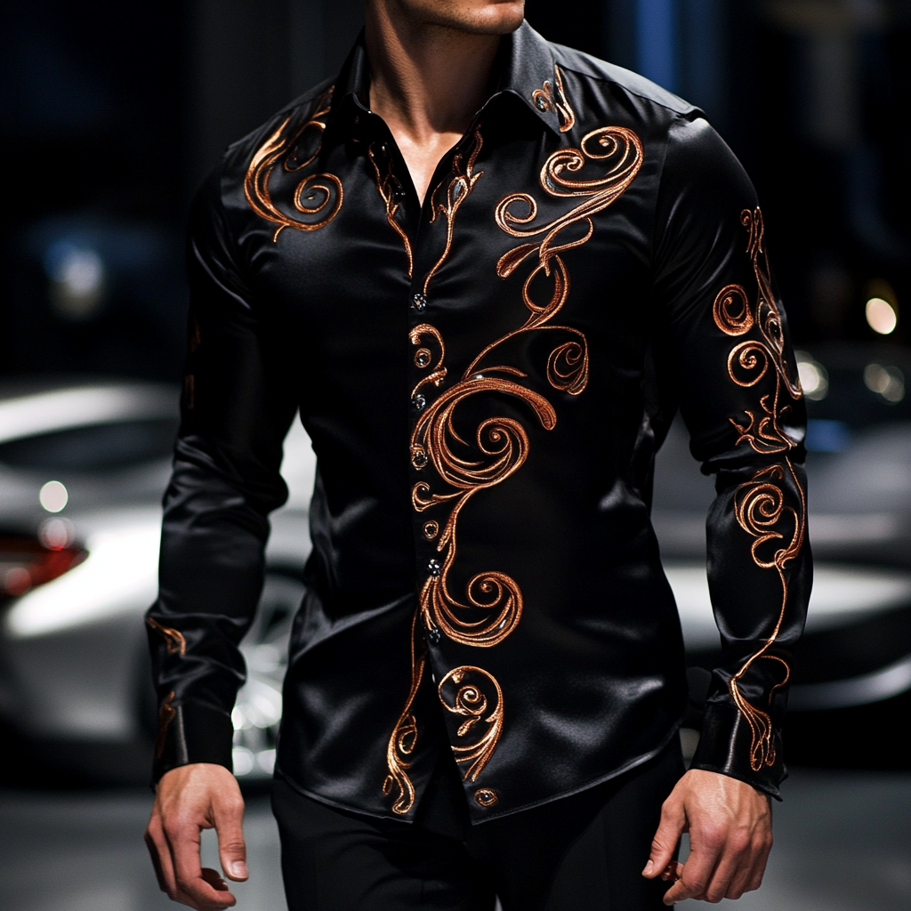 Silk Luxury Business VIP Exclusive Designer unique Luxe Collection long Shirt High Elasticity