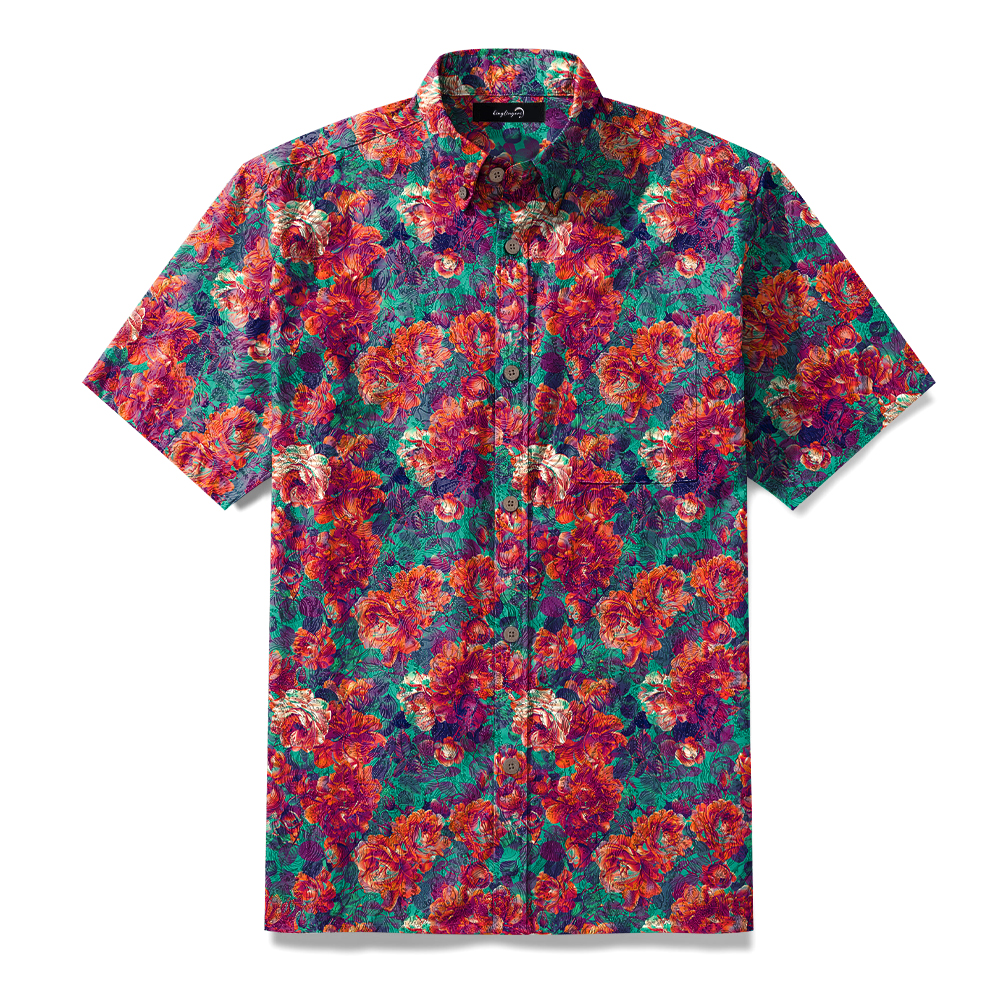 100% Cotton High elasticity Casual Tropical print Men's Holiday Breathable Hawaiian Shirt