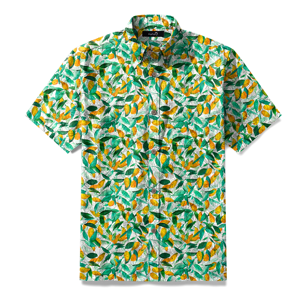 100% Cotton High elasticity Casual Tropical print Men's Holiday Breathable Hawaiian Shirt