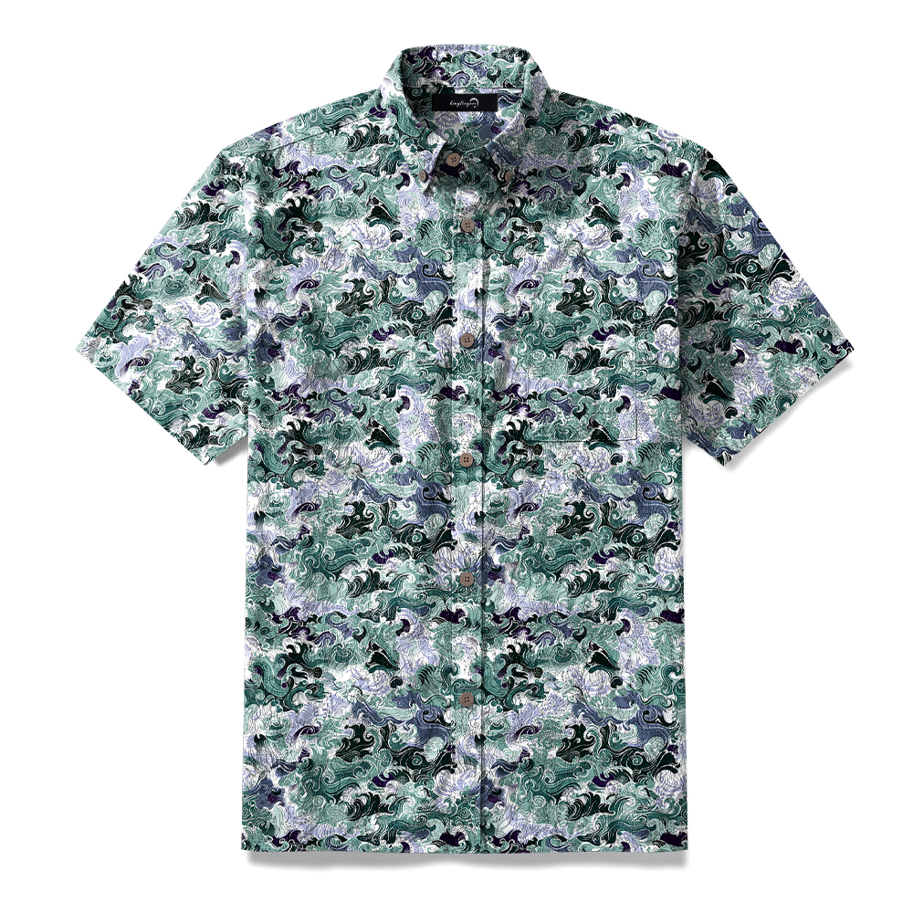 100% Cotton High elasticity Casual Tropical print Men's Holiday Breathable Hawaiian Shirt