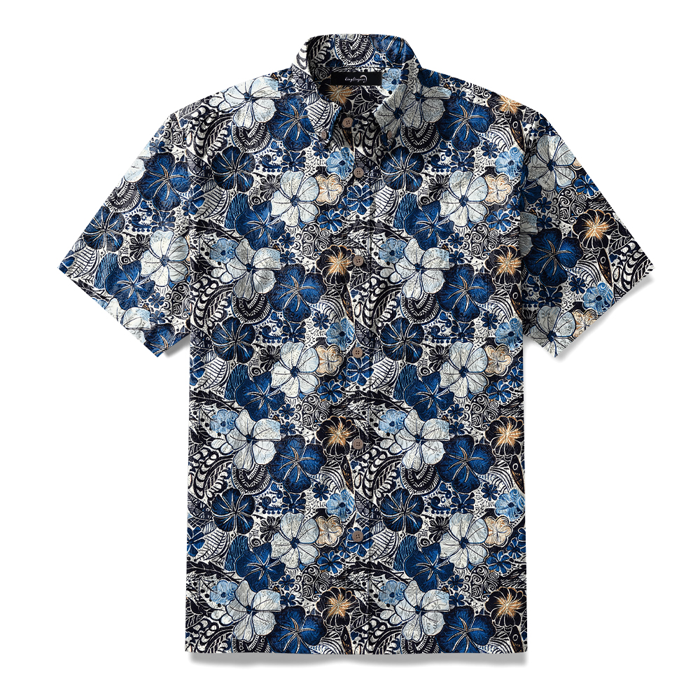 100% Cotton High elasticity Casual Tropical print Men's Holiday Breathable Hawaiian Shirt