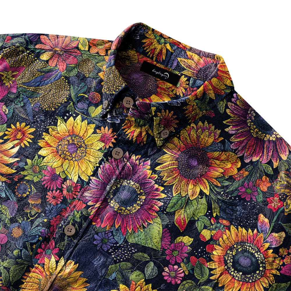 100% Cotton High elasticity Casual Tropical print Men's Holiday Breathable Hawaiian Shirt