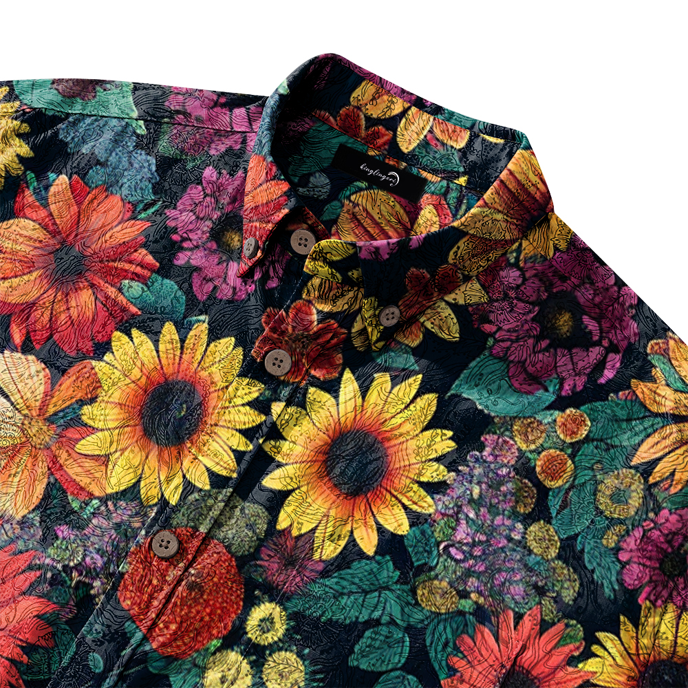 100% Cotton High elasticity Casual Tropical print Men's Holiday Breathable Hawaiian Shirt