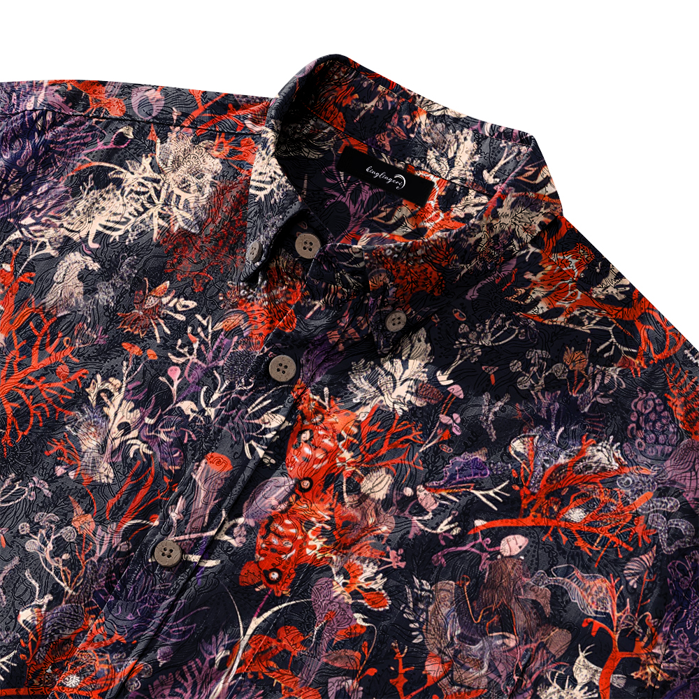 100% Cotton High elasticity Casual Tropical print Men's Holiday Breathable Hawaiian Shirt