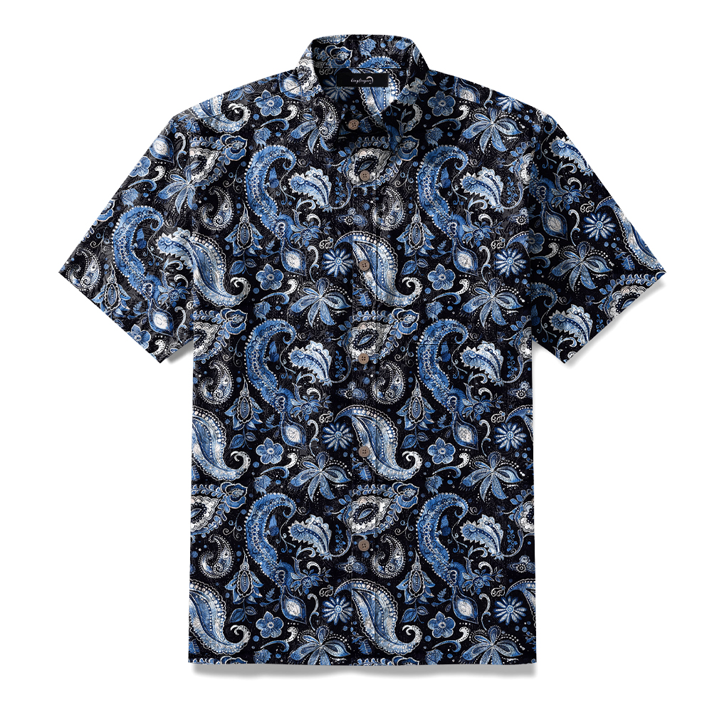 100% Cotton Soft High Elasticity Casual Tropical Print Short Sleeve Breathable Shirt