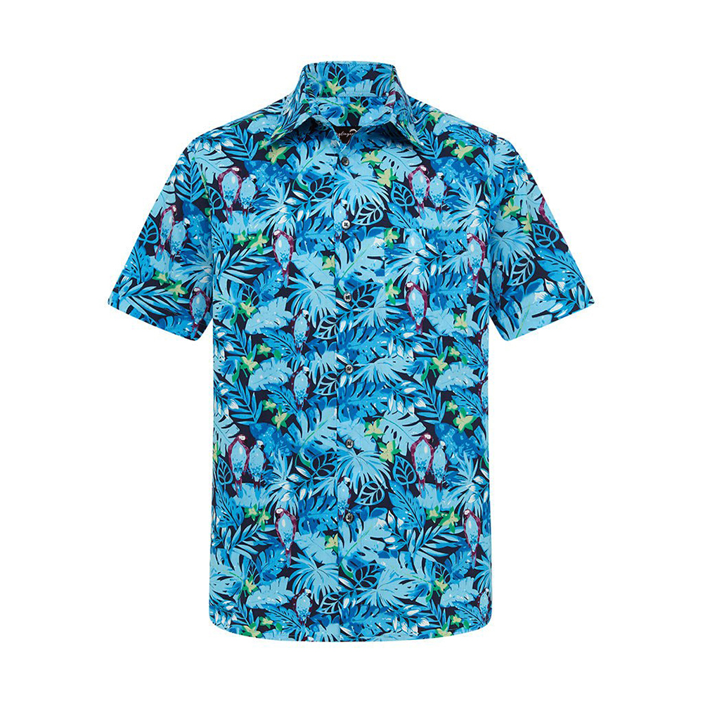 Soft High Elasticity Casual Tropical Print Short Sleeve Breathable Shirt
