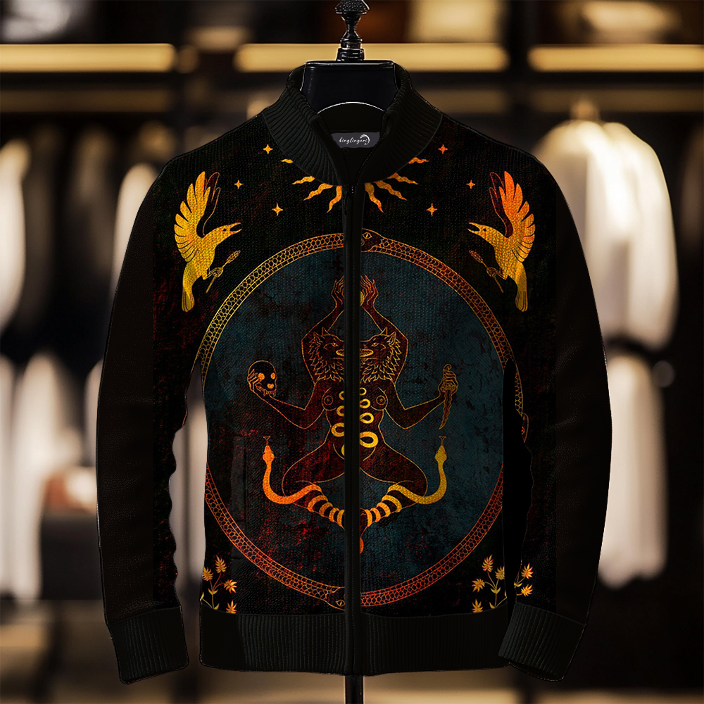 Luxe Men's Fashion Stand Collar Cardigan Sweater Knit Jacket