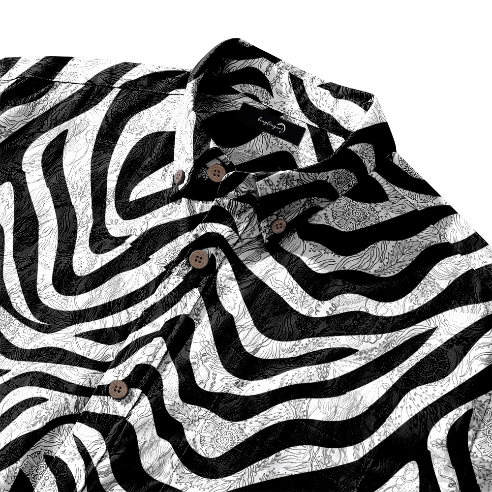 100% Cotton Soft High Elasticity Casual Tropical Print Short Sleeve Breathable Shirt