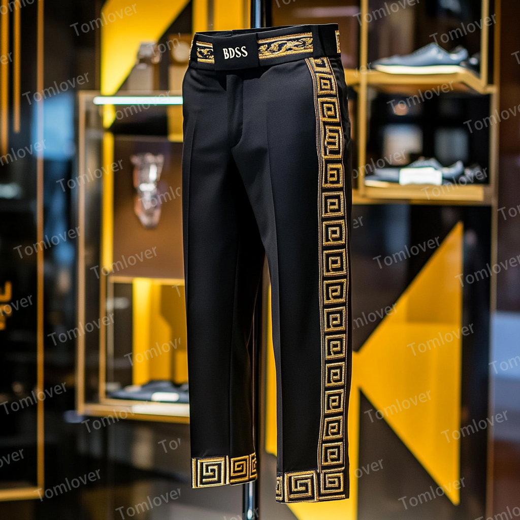 High elastic fabric luxury business casual men's fashion trousers