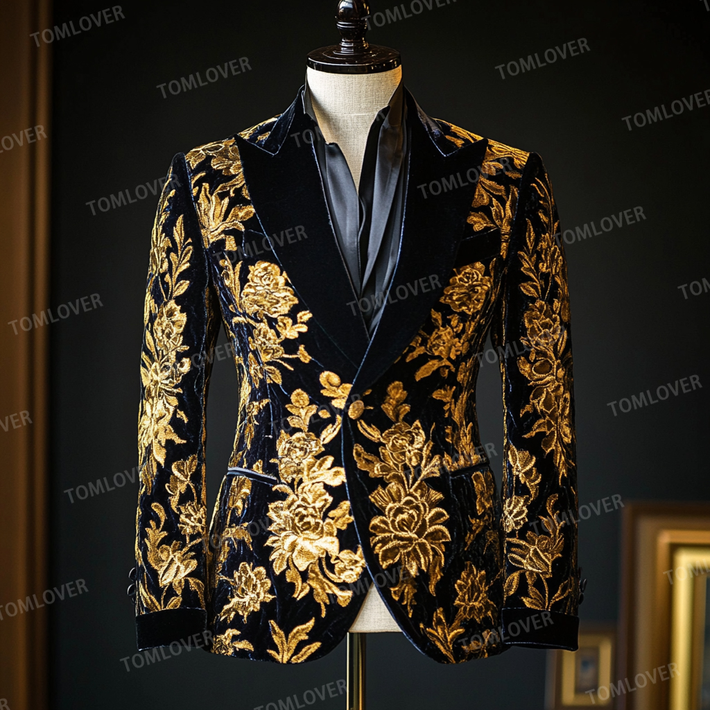 Unique embroidery business gentleman casual Men's Luxury Business Casual Fashion Blazer Suit Coat Jacket
