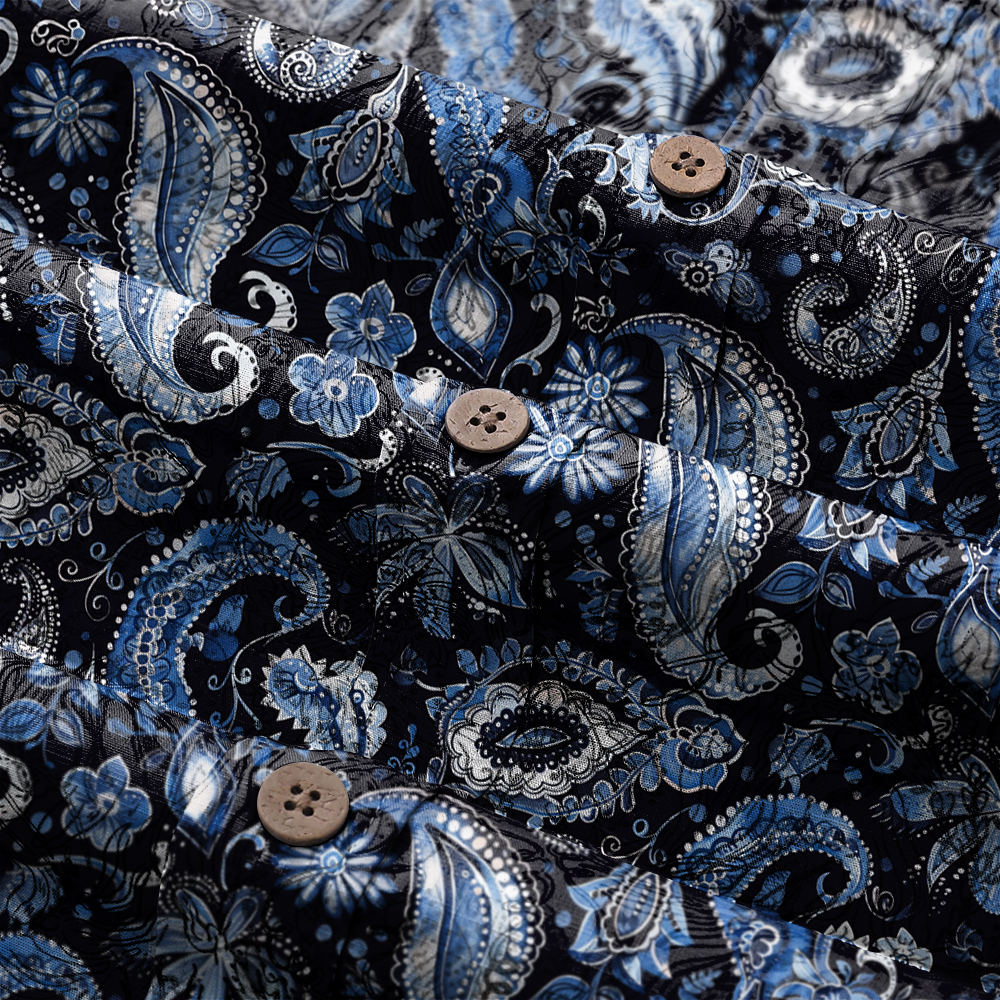 100% Cotton Soft High Elasticity Casual Tropical Print Short Sleeve Breathable Shirt