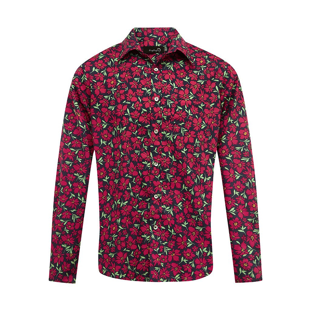 Hawaiian Men's Mid Cotton Button-down Aloha Shirt fashion printed pattern long-sleeved Shirt