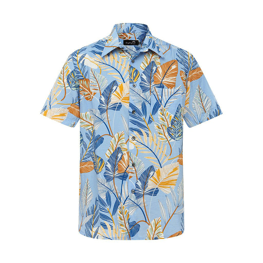Soft High Elasticity Casual Tropical Print Short Sleeve Breathable Shirt