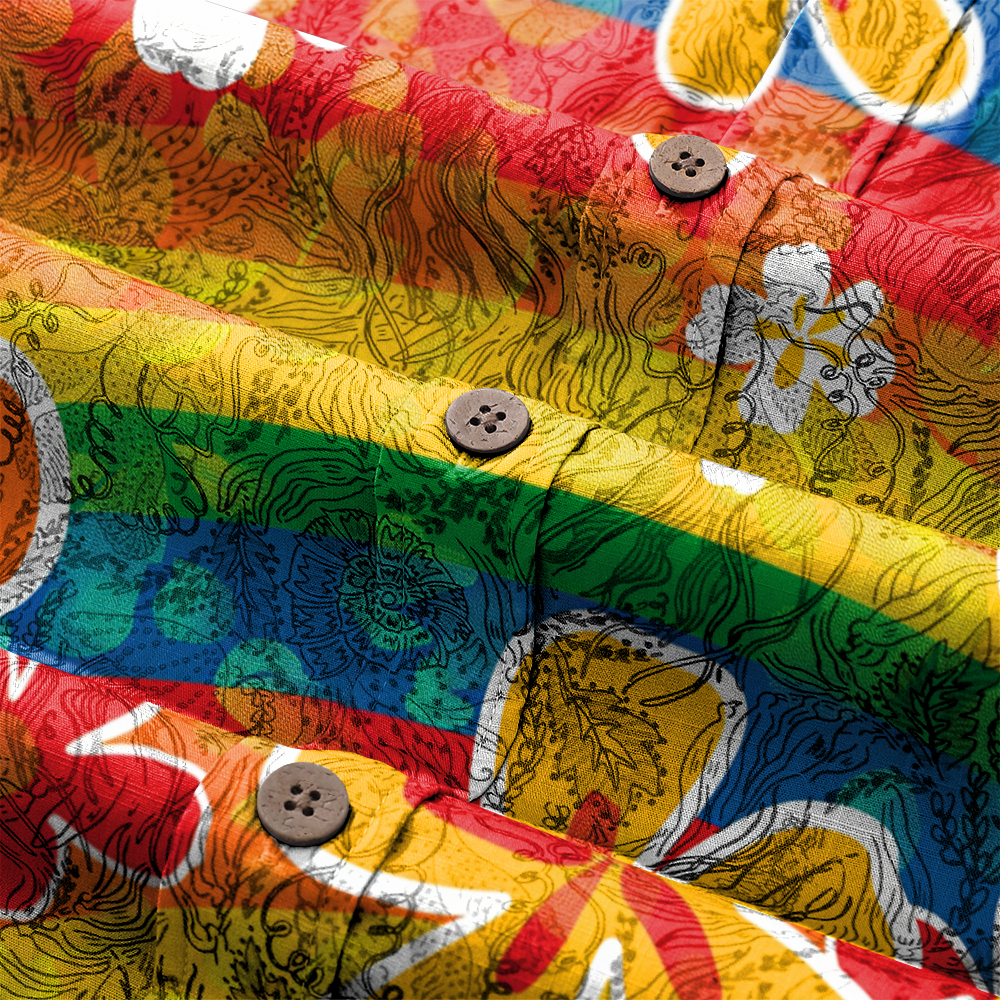 100% Cotton Soft High Elasticity Casual Tropical Print Short Sleeve Breathable Shirt