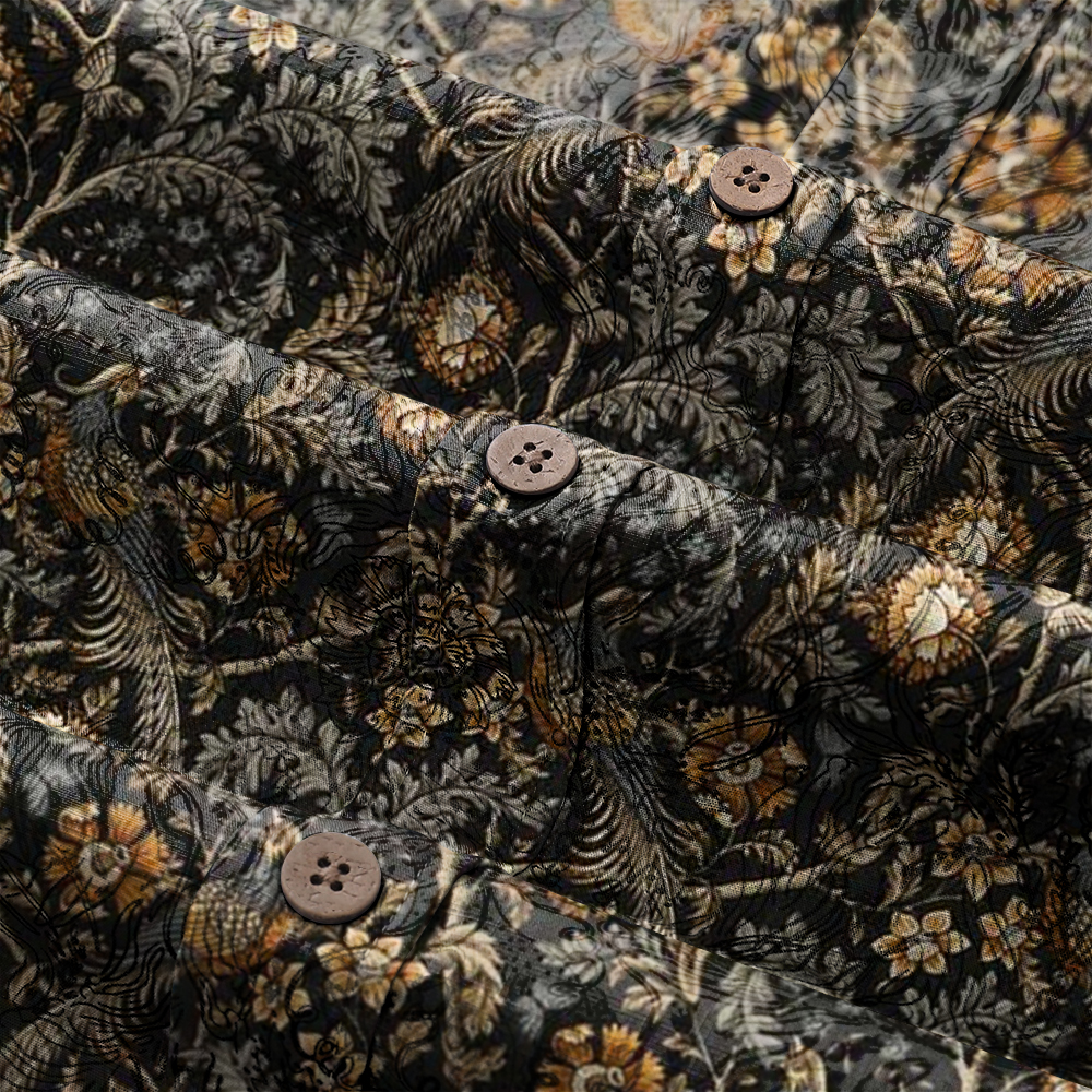 Men's Mid Cotton Button-down Aloha Shirt fashion printed pattern long-sleeved Shirt