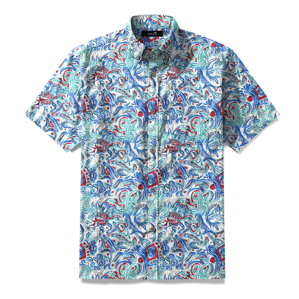 100% Cotton High elasticity Casual Tropical print Men's Holiday Breathable Hawaiian Shirt