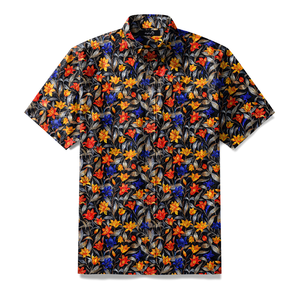 100% Cotton High elasticity Casual Tropical print Men's Holiday Breathable Hawaiian Shirt