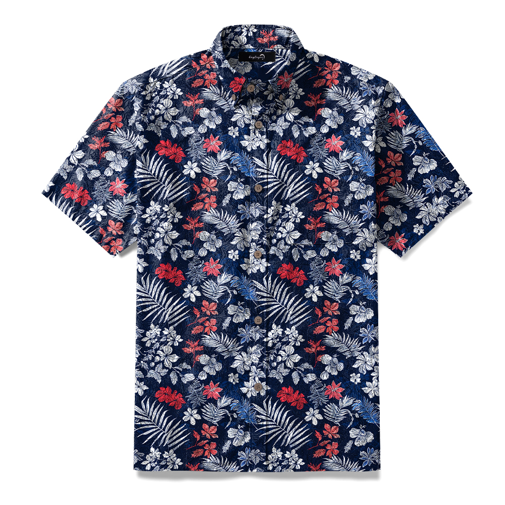 100% Cotton High elasticity Casual Tropical print Men's Holiday Breathable Hawaiian Shirt
